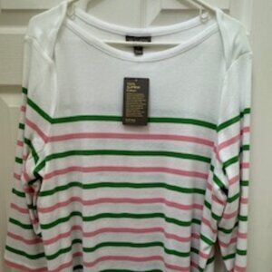 STYLE & CO Plus Size Striped Pima Cotton 3/4-Sleeve Top 2X
